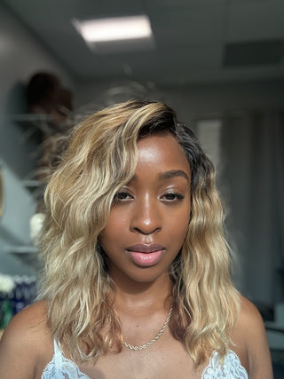 16 Inch Lived-In Blonde with Body Waves and Layers